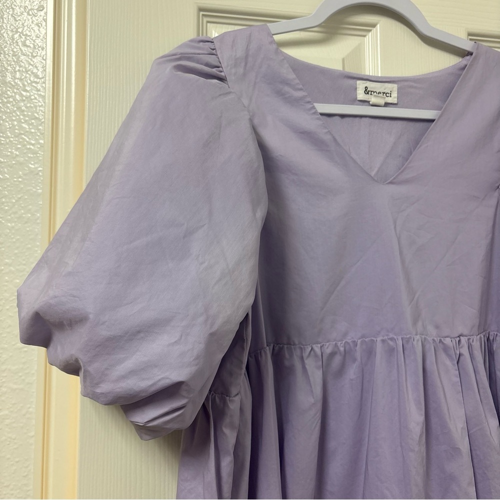 &merci Purple Lavender Puff Sleeve Dress - Picture 2 of 9